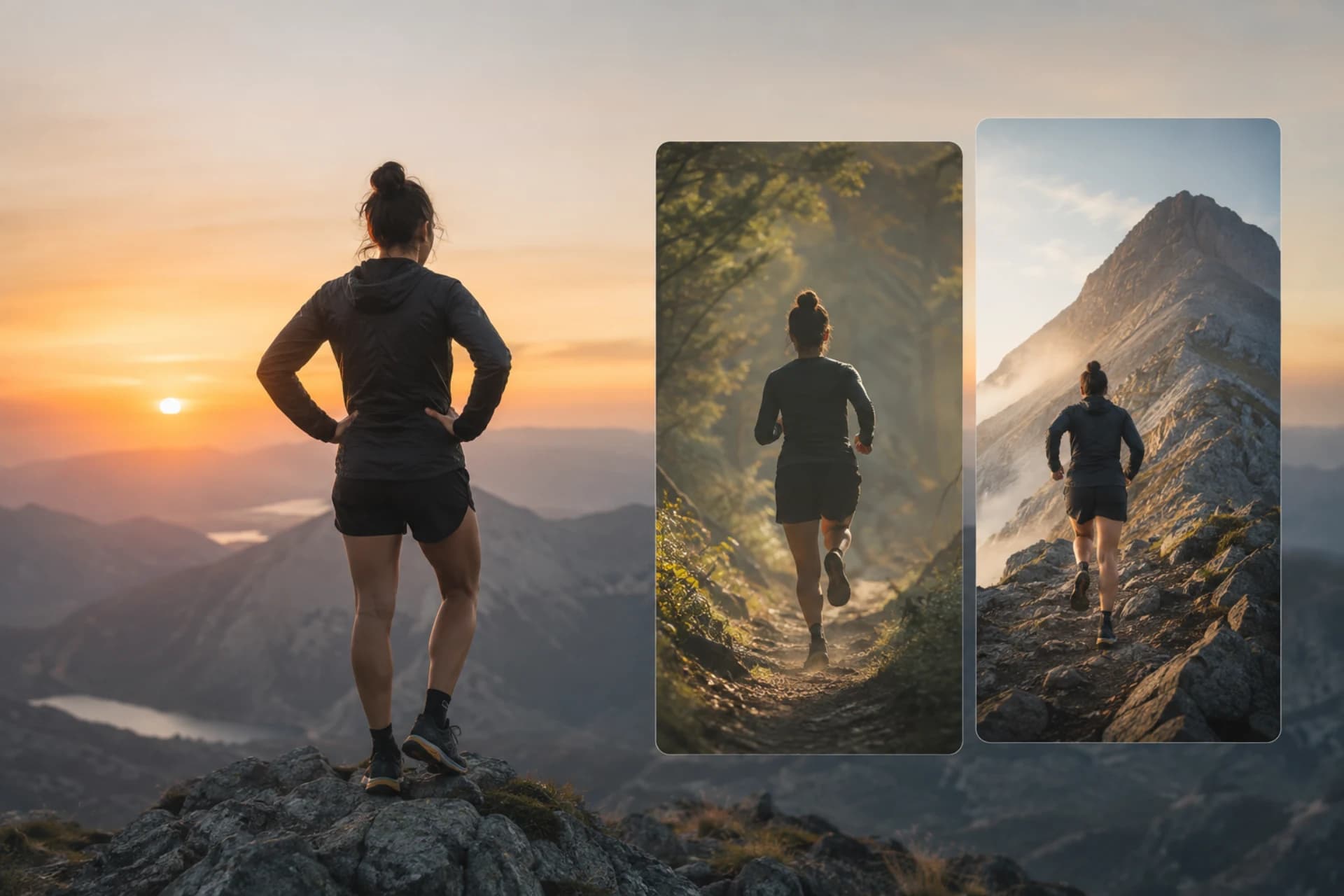 Concept visual of a runner progressing through a cinematic vertical story