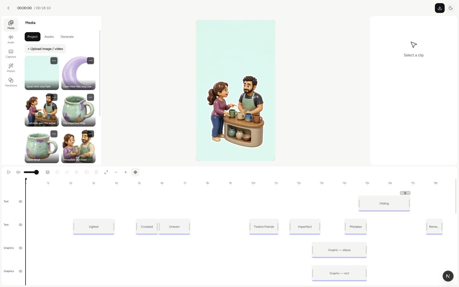Generated Plamia project open on a multi-track editing timeline