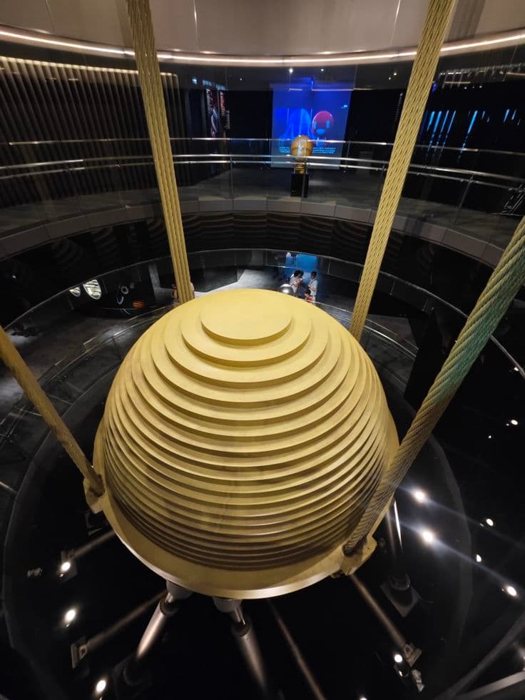 Tuned mass damper exhibit inside Taipei 101
