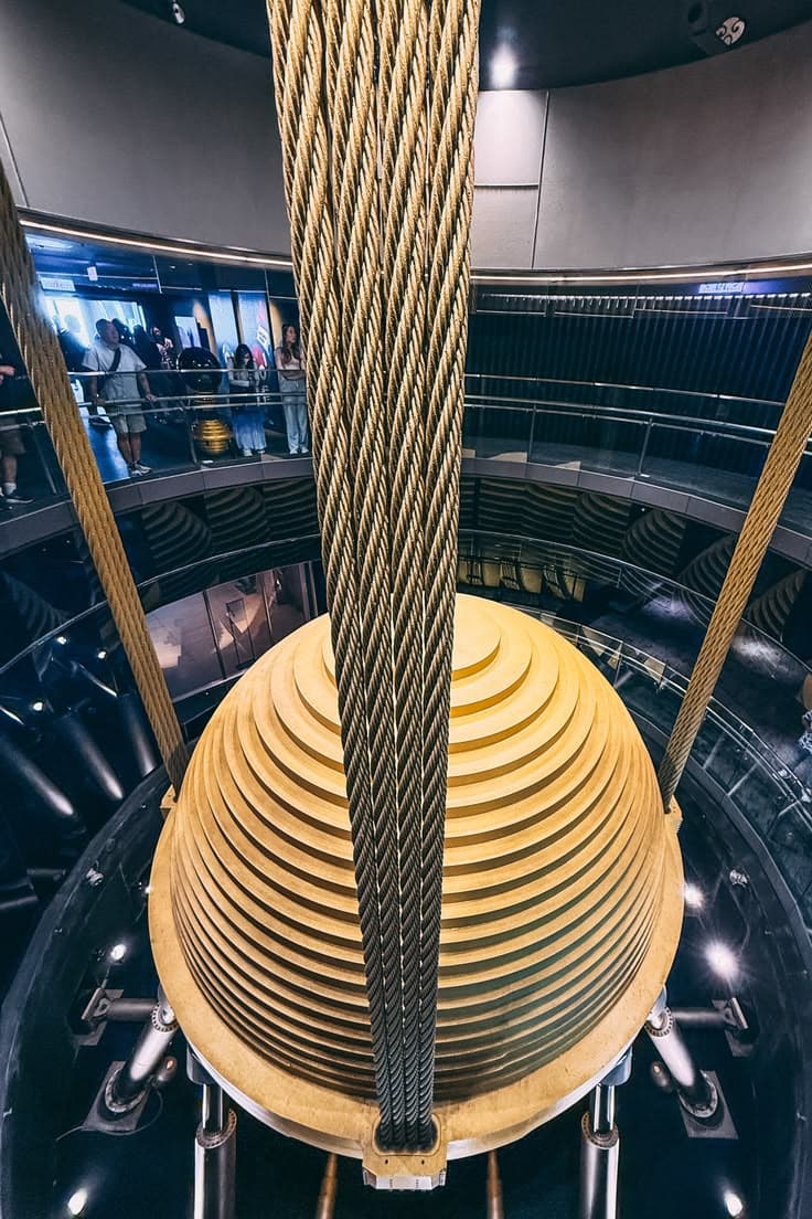 Tuned mass damper suspended inside Taipei 101